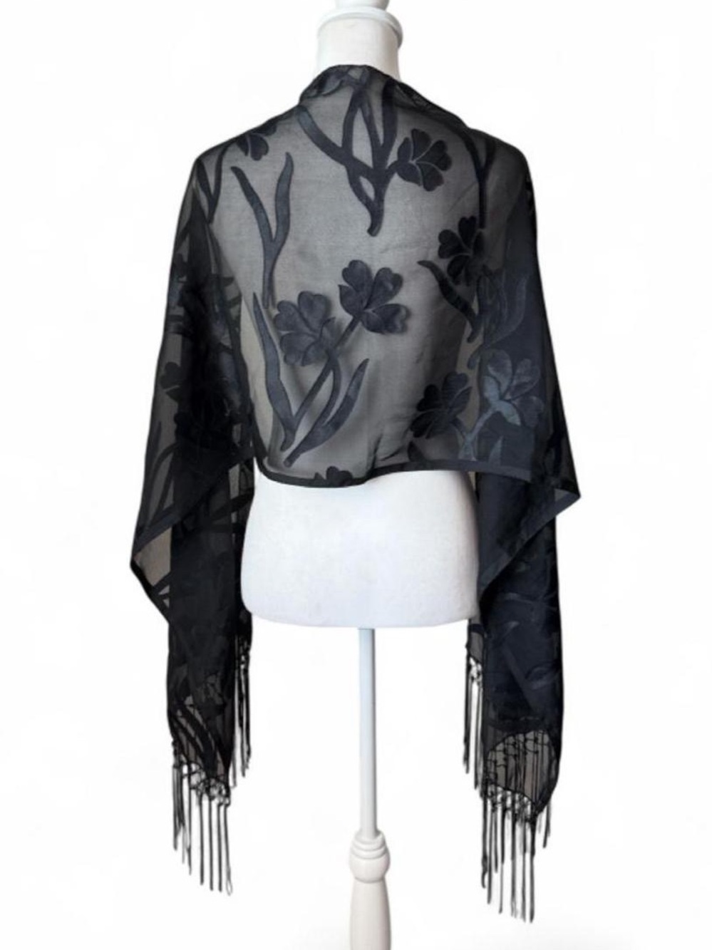 Black Beaded Shawl Scarf